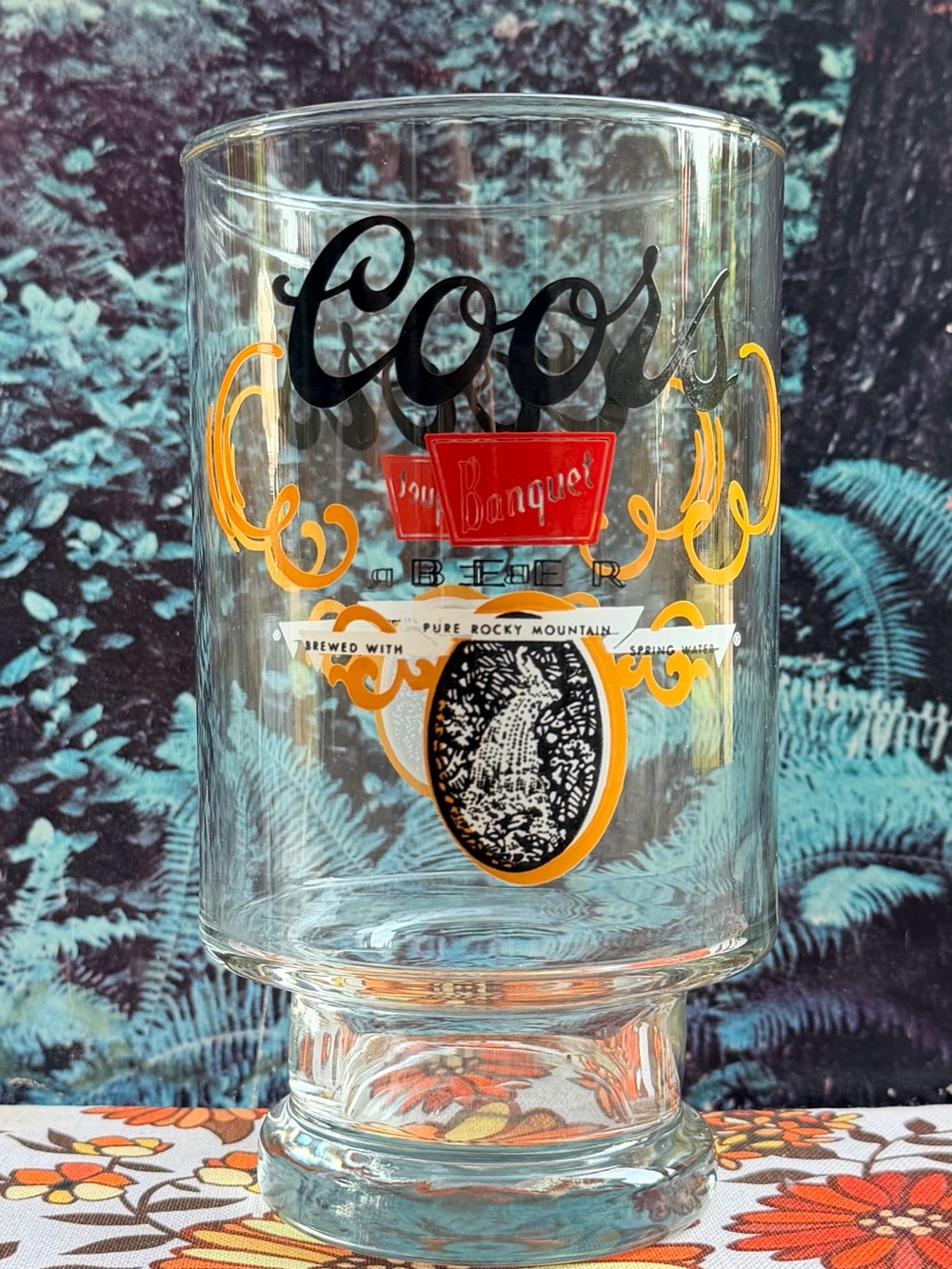 🏔️ Vintage Mid-Century Modern (1960s; 1970s) Footed Beer Glass; Coors 🏔️